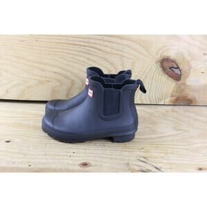 Hunter Rain Boots Womens 6 Black Original Chelsea Boots Pull On Ankle Waterproof
